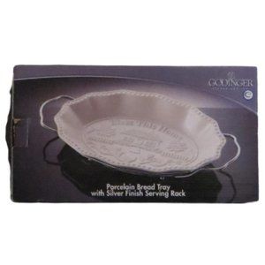 Godinger Porcelain Bread Tray With Serving Rack New In Box